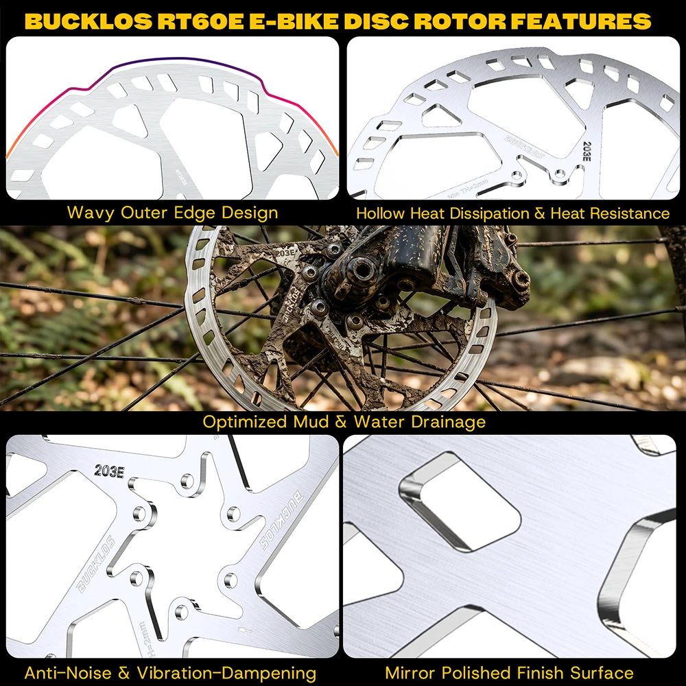 BUCKLOS 2.3MM E-Bike Brake Disc 220MM Electric Bicycle Rotor 140/160/180/203MM Dirt Bike Disc Brake Rotor For Surron Segway Tala