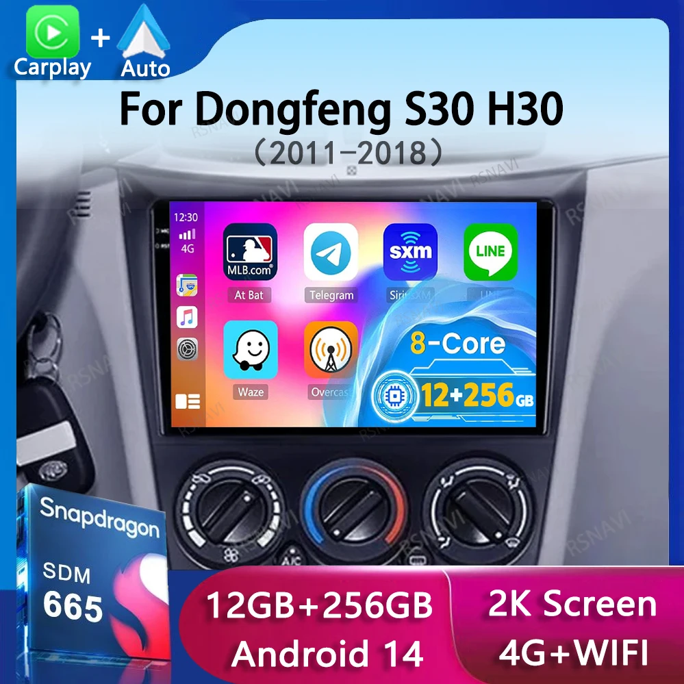 Android 14 Carplay Auto WIFI+4G Car Radio For Dongfeng S30 H30 Cross 1 2011-2018 Multimedia Player GPS Navigation Stereo No 2din