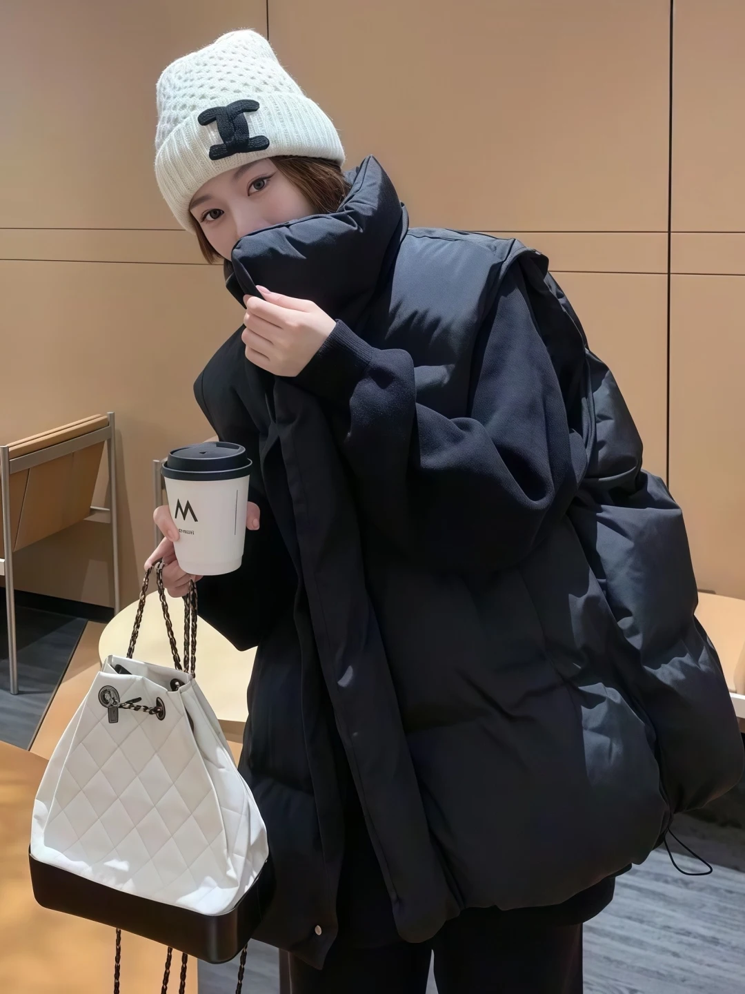 

Vests Waistcoats Thick Womens Y2K Black Winter Fleece-Lined Loose Silhouette Gothic Punk French Style Refinement Urban Commute