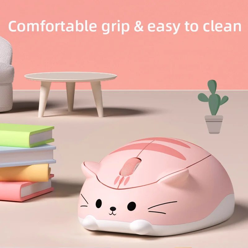 Cute Cat Mouse Wireless 2.4G Bluetooth Dual-mode Low Noise Button 1200DPI Cute Mause Office Use For Girl Design