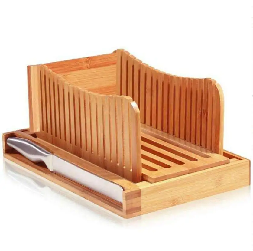 Bamboo bread slicer Toast slicer Cutting rack Bread tray Baking supplies Multifunctional drawer