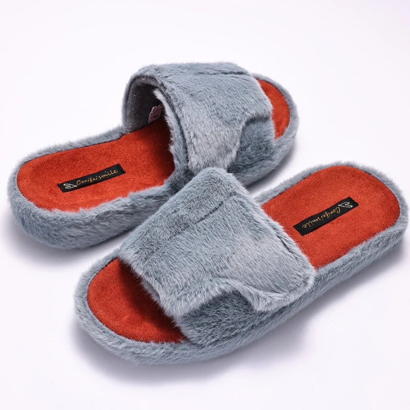 Eyriphy Warm Cotton Slippers Breathable Lightweight Home Shoes Women Cozy Soft Bottom Plush Slides Female Casual Fuzzy Slippers