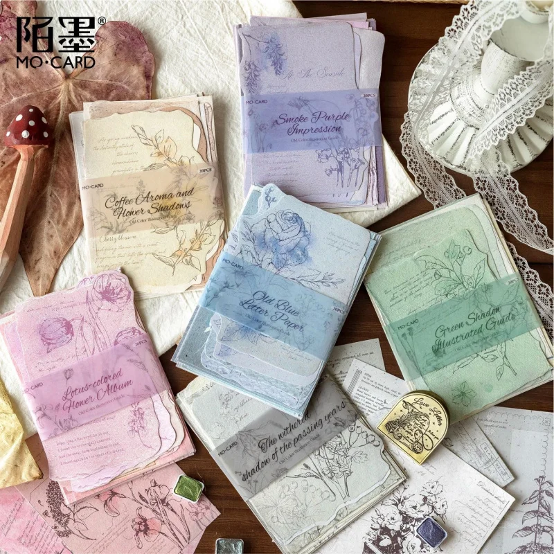 20 Sheets Vintage Plant Illustration Scrapbook Paper Junk Journal DIY Handmade Album Scrapbooking Decor Paper Supplies