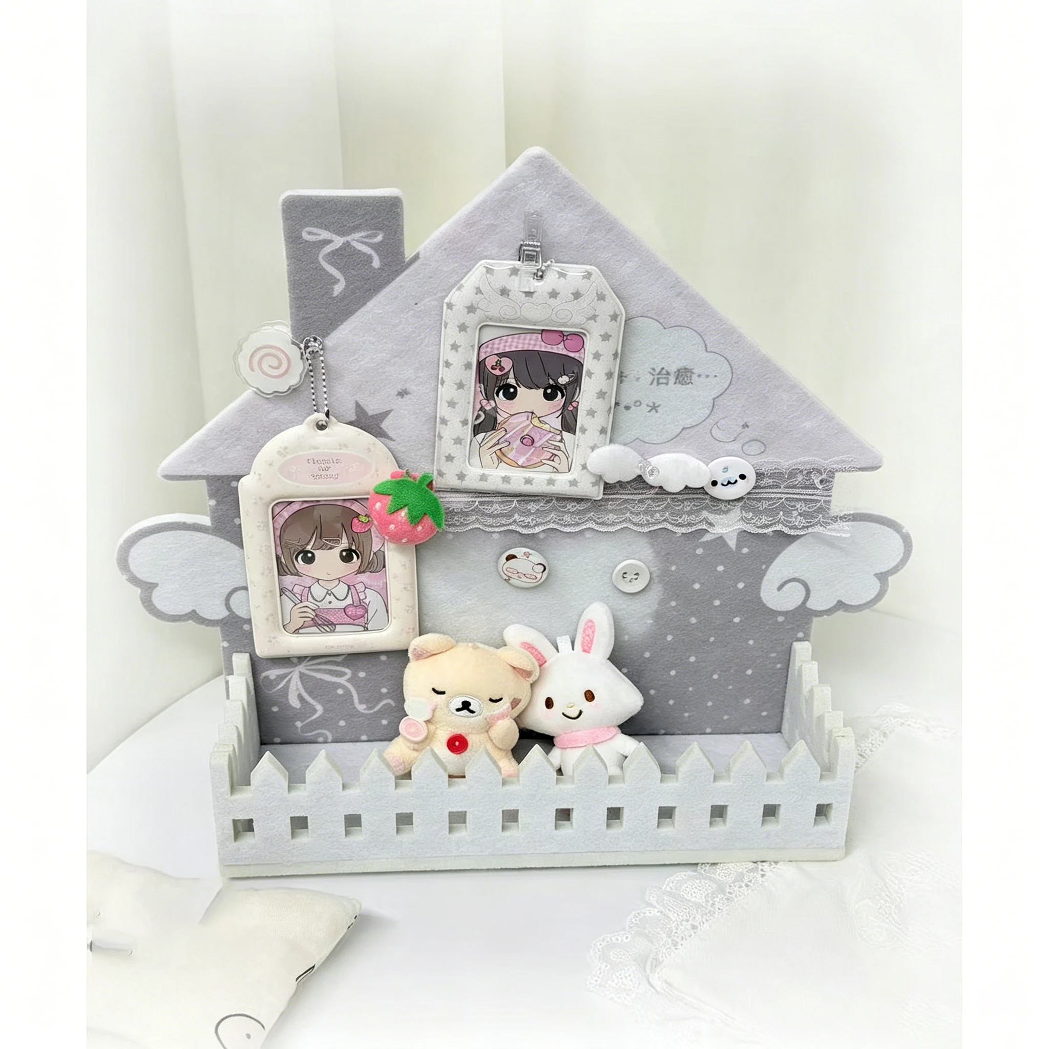 Original Cute Korean Cabin Felt Board Bar Pain Board Idol Photo Card Background Photo Wall Can Be Placed on The Board Display