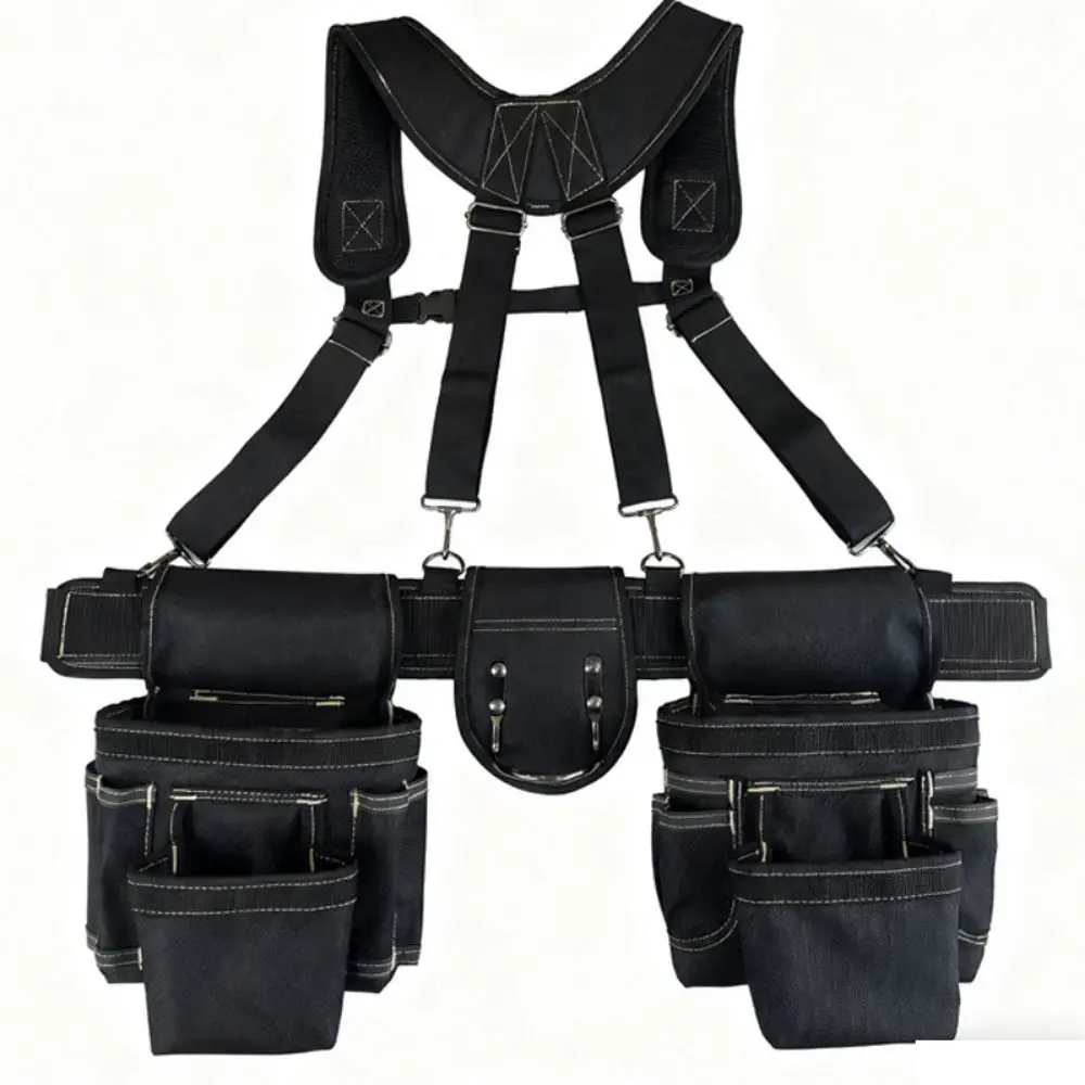 

Double Shoulder Strap Electrician Tool Belt Large Capacity Adjustable Design Multi Functional Tool Belt Vest Type