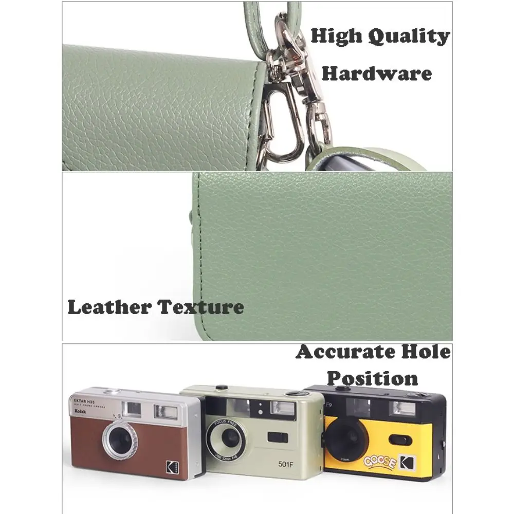 PU Leather Camera Bag with Shoulder Strap Solid Color Storage Bag Anti-Scratch Shockproof for KODAK EKTAR H35/F501/F9