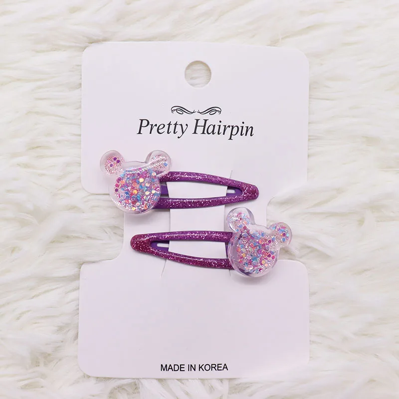 2Pcs/Set Children\'s Fashion Stars Love Transparent Colorful Hairpin New Girls Hairclip Solid Color Kid Cute Hair Accessories