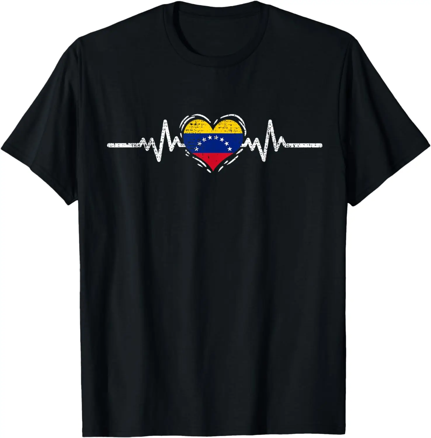 Venezuela Flag Heartbeat Venezuelan Roots Vintage T-Shirt for Men Women National Day Holiday Mens T Shirts