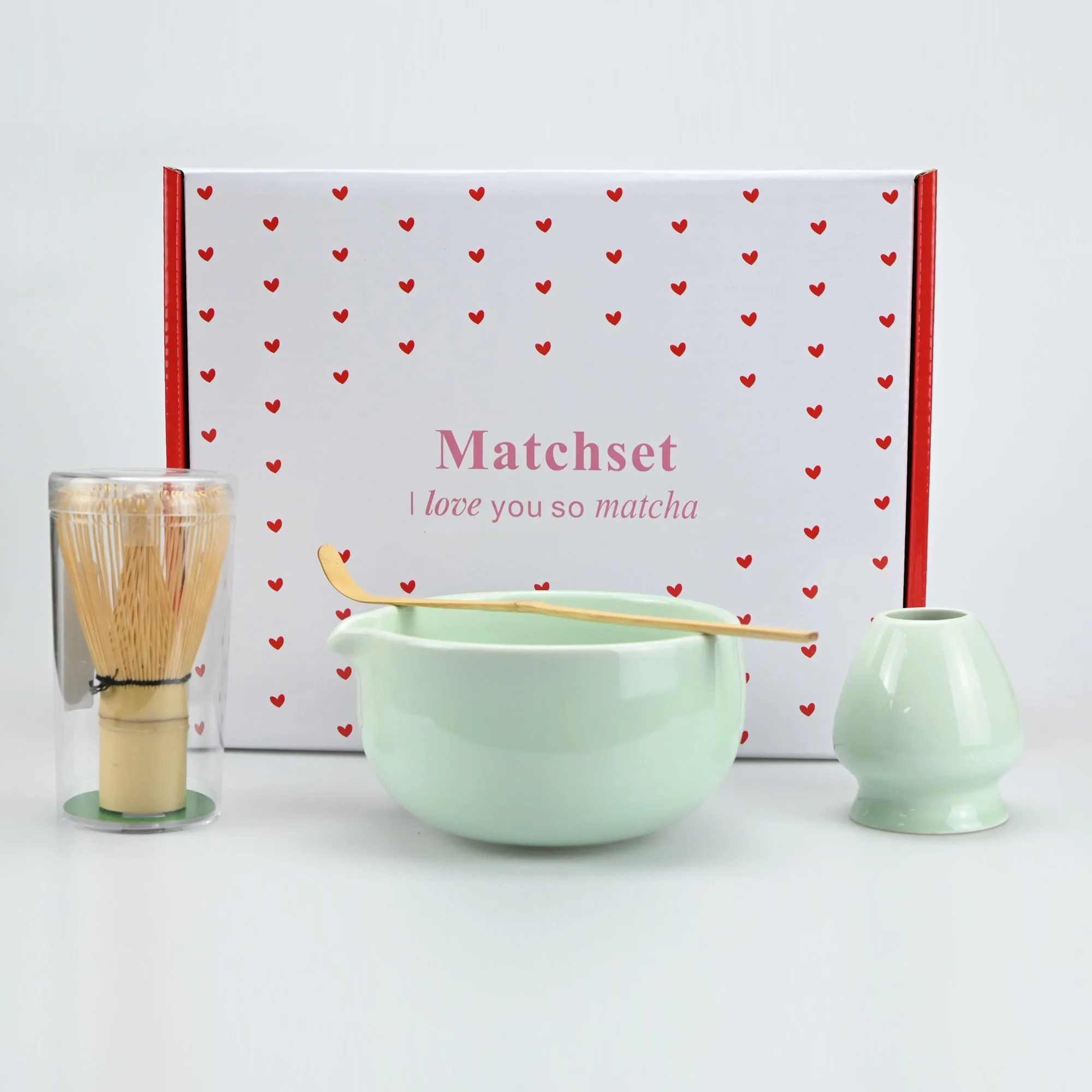 4-teiliges Matcha-Set - Matcha-Schale und Bambus-Matcha-Besen, Teesieb, Schaufel, Löffel, Sieb, Besenhalter