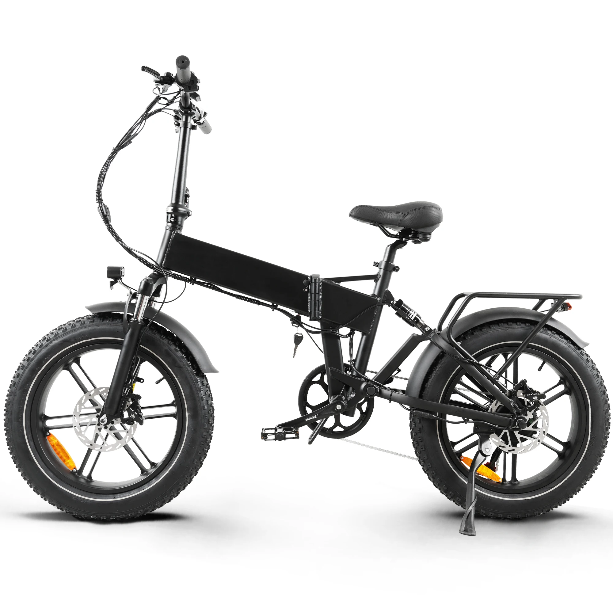 Elektrisches Faltrad, 48V 15AH Akku, E-Bike mit Vollfederung, Hydraulischen Bremsen, Rücklicht, Scheinwerfer, Blinker und Fatbike-Reifen