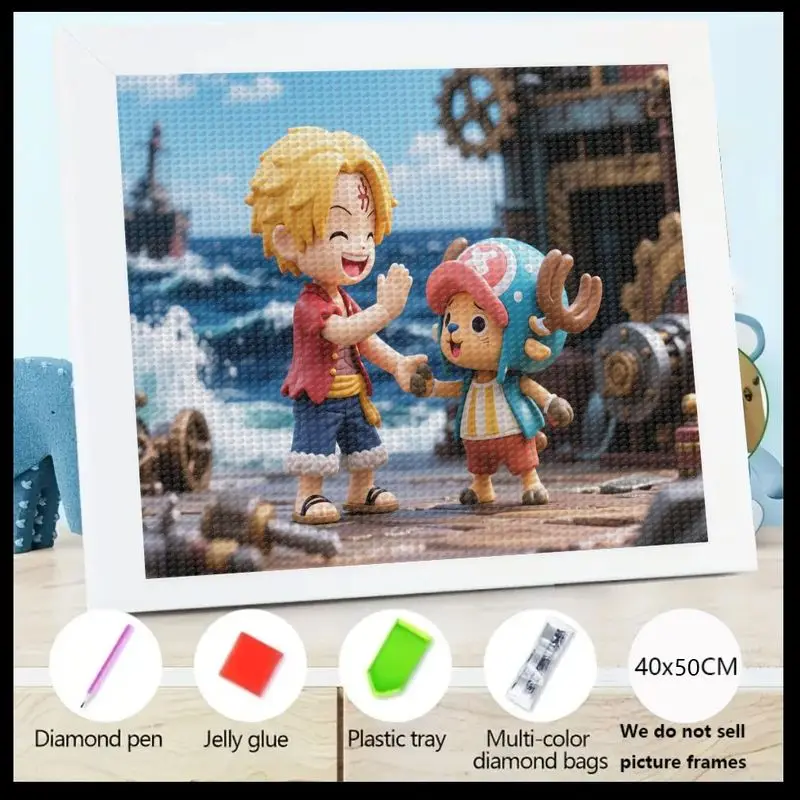 

5D DIY Набор алмазной живописи, милый цельный аниме Сабо и Чоппер, сцена дружбы, полная дрель, круглая алмазная вышивка, Stre