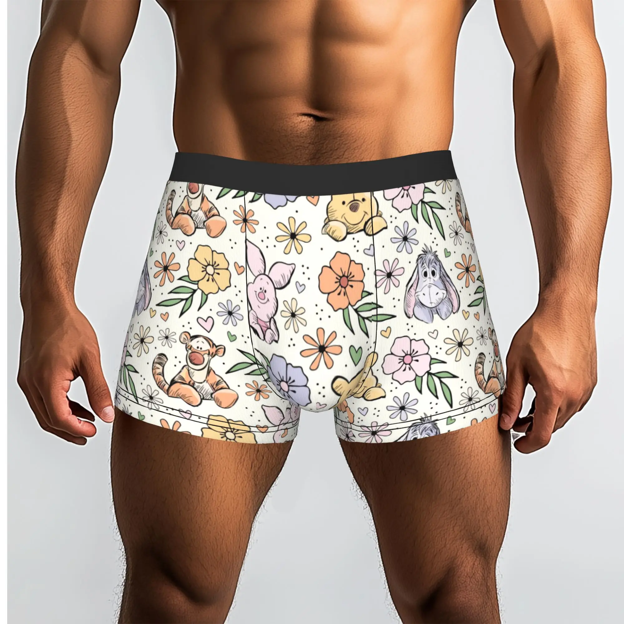 Custom Novelty W-Winnie Anime The Pooh Boxers Shorts Panties Men's Underpants Stretch  Briefs Underwear