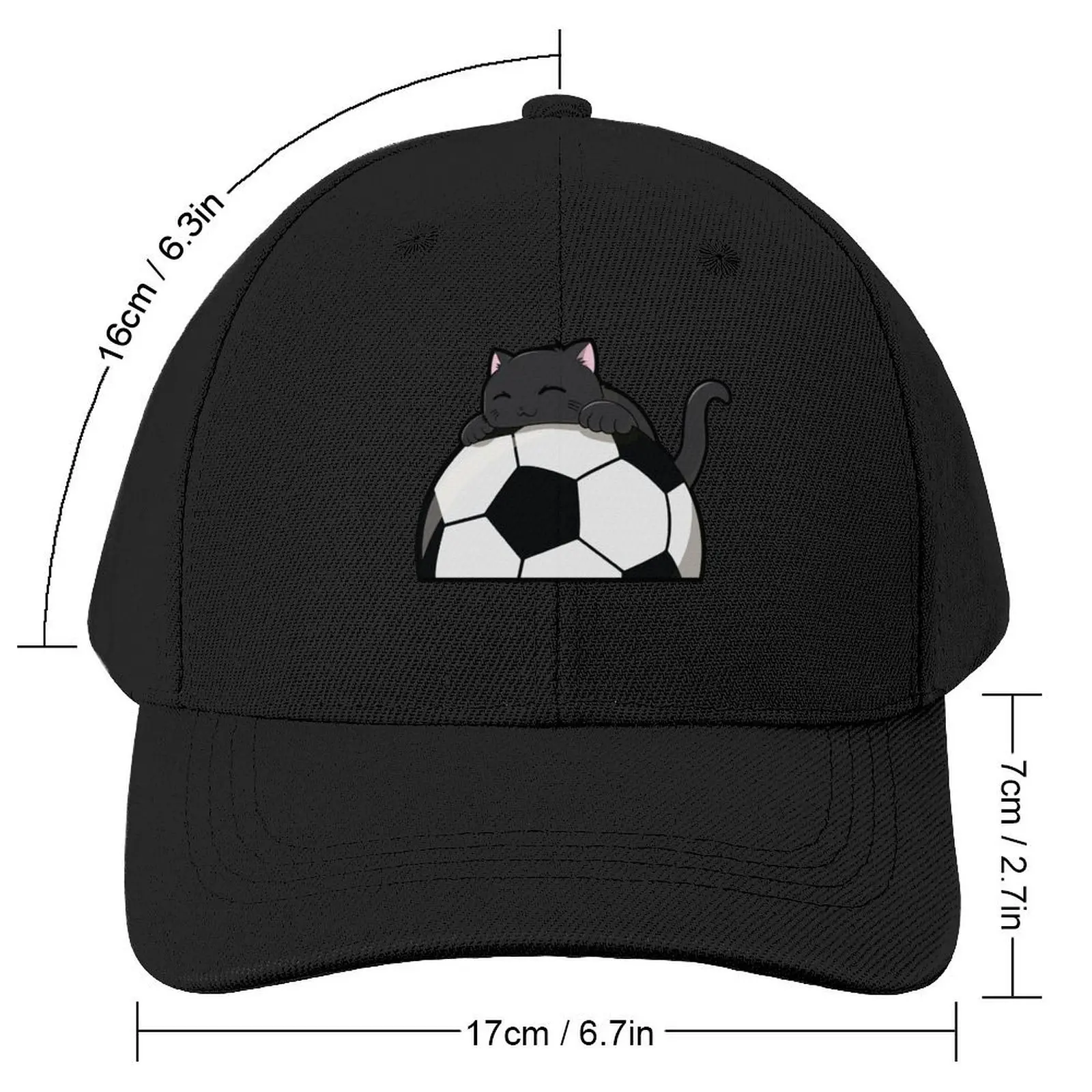 Cute Cat Hugging A Soccer Ball Baseball Cap Hat Beach Christmas Hat Golf Hat Women's 2024 Men's