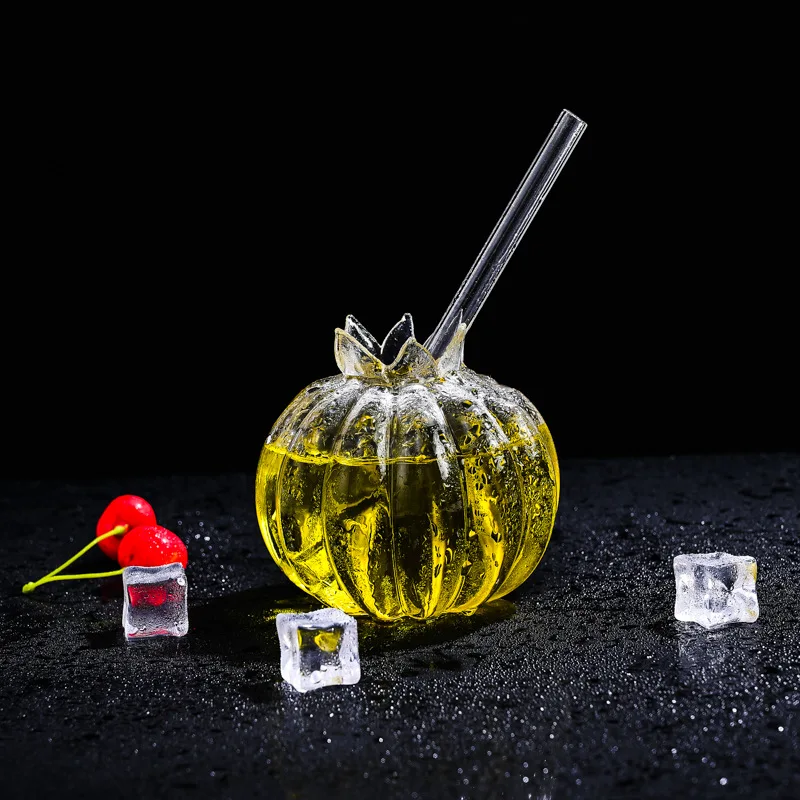 

350ml Heat Resistant High Quality Borosilicate Hand Blown Cocktail Glass Pomegranate Shape Cup without Straw Bar Set