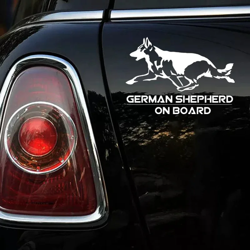 German Shepherd on Board Funny Car Sticker Vinyl Decal for Auto  Stickers Styling  Decoration 20*14cm