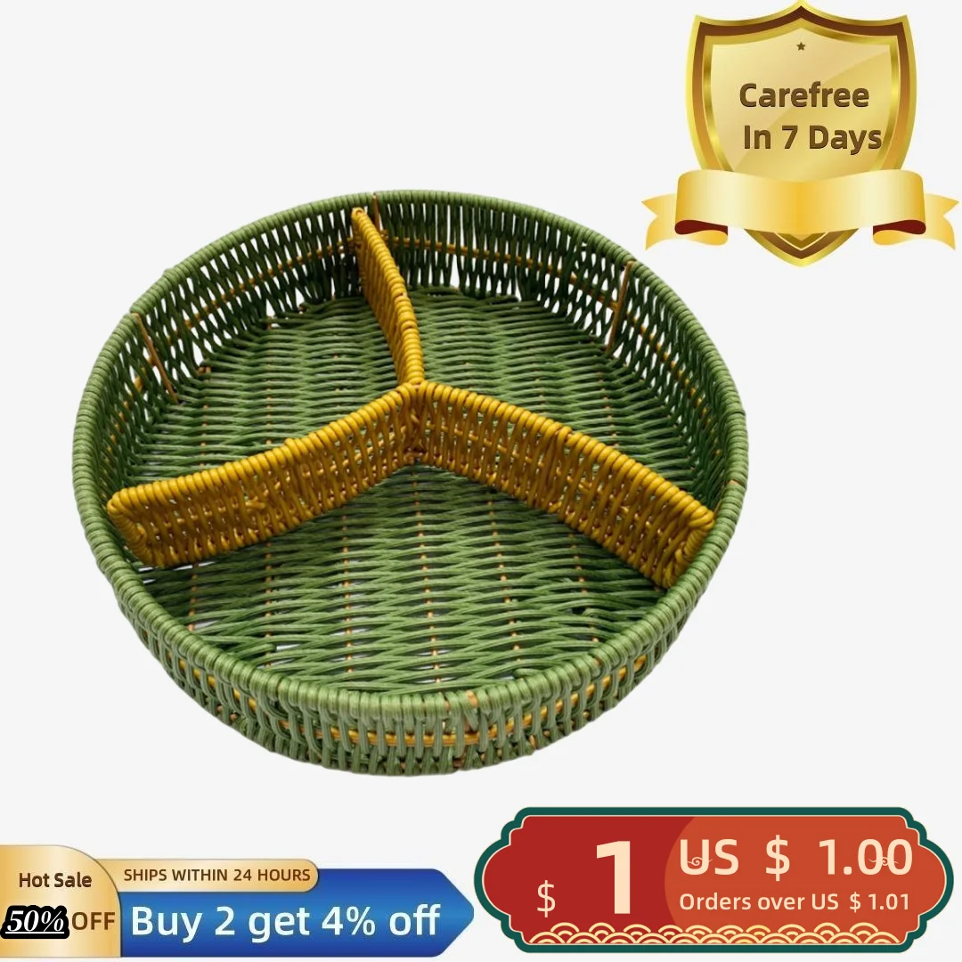 

Storage Tray Handmade Space-saving Large Capacity Wear-resistant Multi-purpose Home Decoration Reusable Woven Rattan Bread Baske