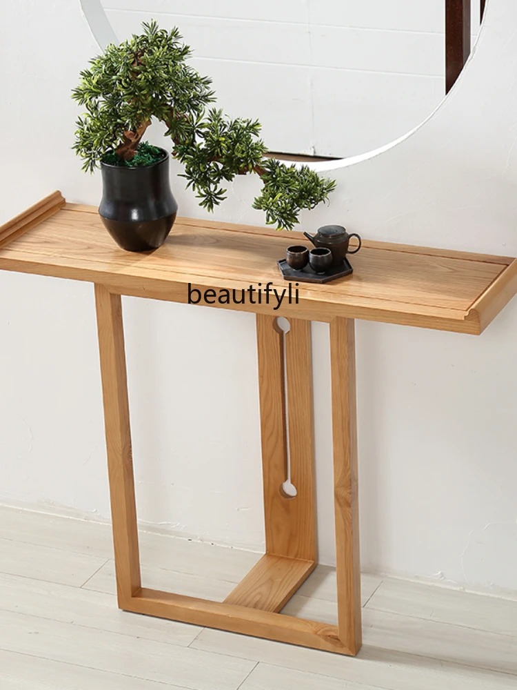 hj Console Tables Warped Head Incense Burner Table Ash Wood Entrance Foyer Altar Antique Long Table Zen