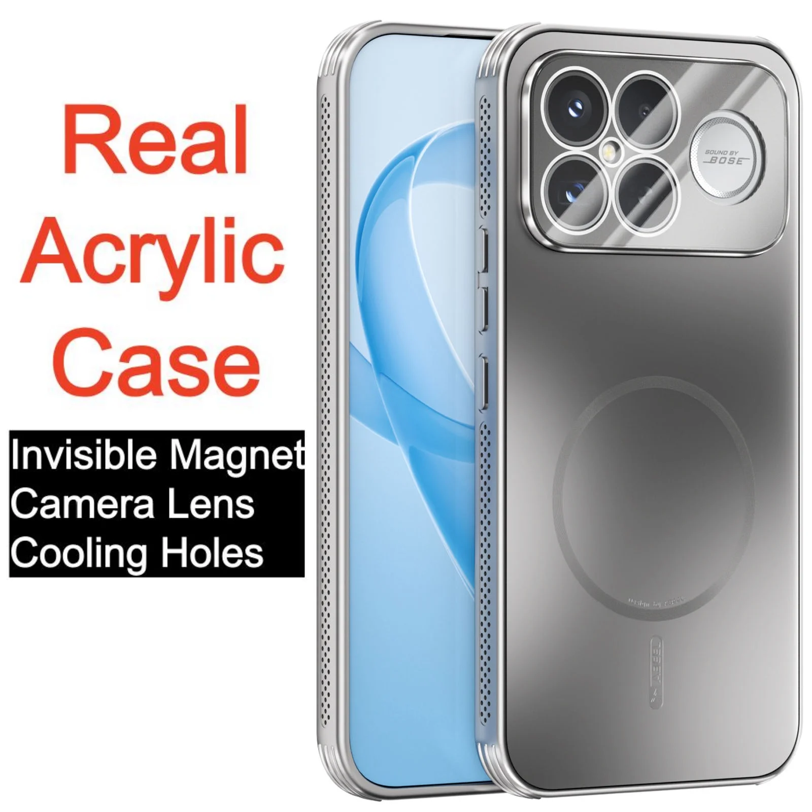 Real Acrylic Case For Xiaomi Poco F8 F7 Ultra Pro Invisible Magnetic Wireless Charging Case Hard Phone Cover With Camera Lens