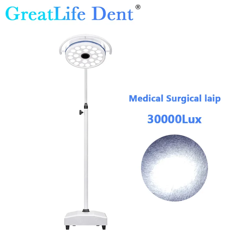 GreenLife-Dental Veterinário Exame Lâmpada Luz, Móvel Floor Stand, Operação Shadowless Fria, Dent 72W, 24 LEDs, 30000Lux