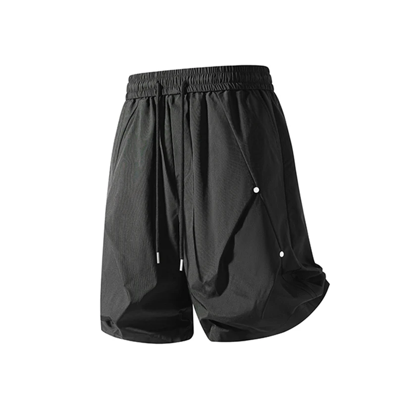 

2026Rivet Pleated Quick-drying Fitness Shorts Men's Summer Cold Silk Cool Tooling Pants Outdoor Leisure Sports Five-point Pants