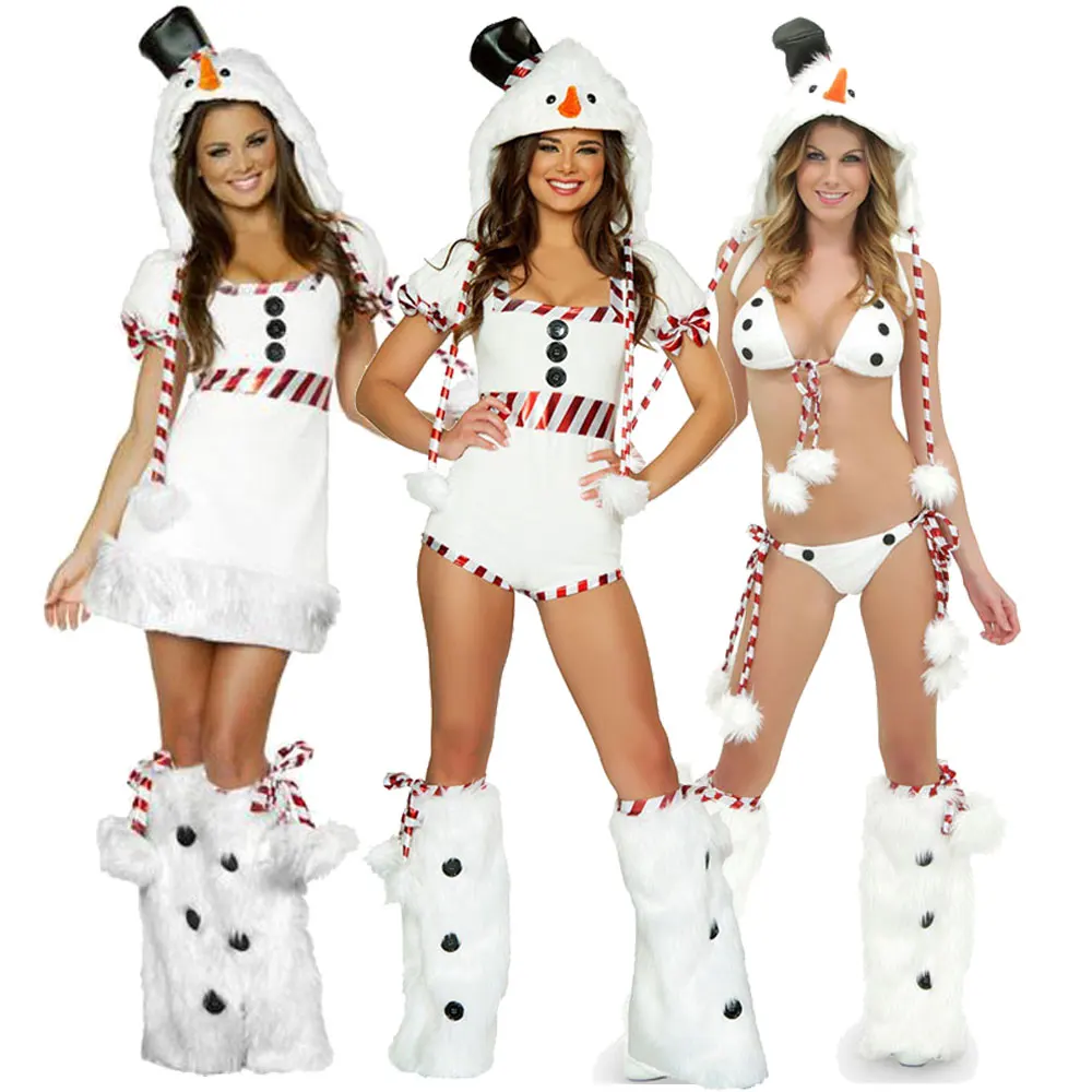 

Xmas Party Sexy Snow White Penguin Outfit Full Set Cosplay Christmas Costume Christmas Miss Snowman Fancy Dress