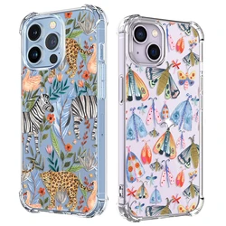 Etui na telefon z motylem Zebra Leopard dla IPhone 15 14 13 12 11 Pro XS XR Max 7 8 Plus Mini odporna na wstrząsy miękka przezroczysta tylna obudowa TPU