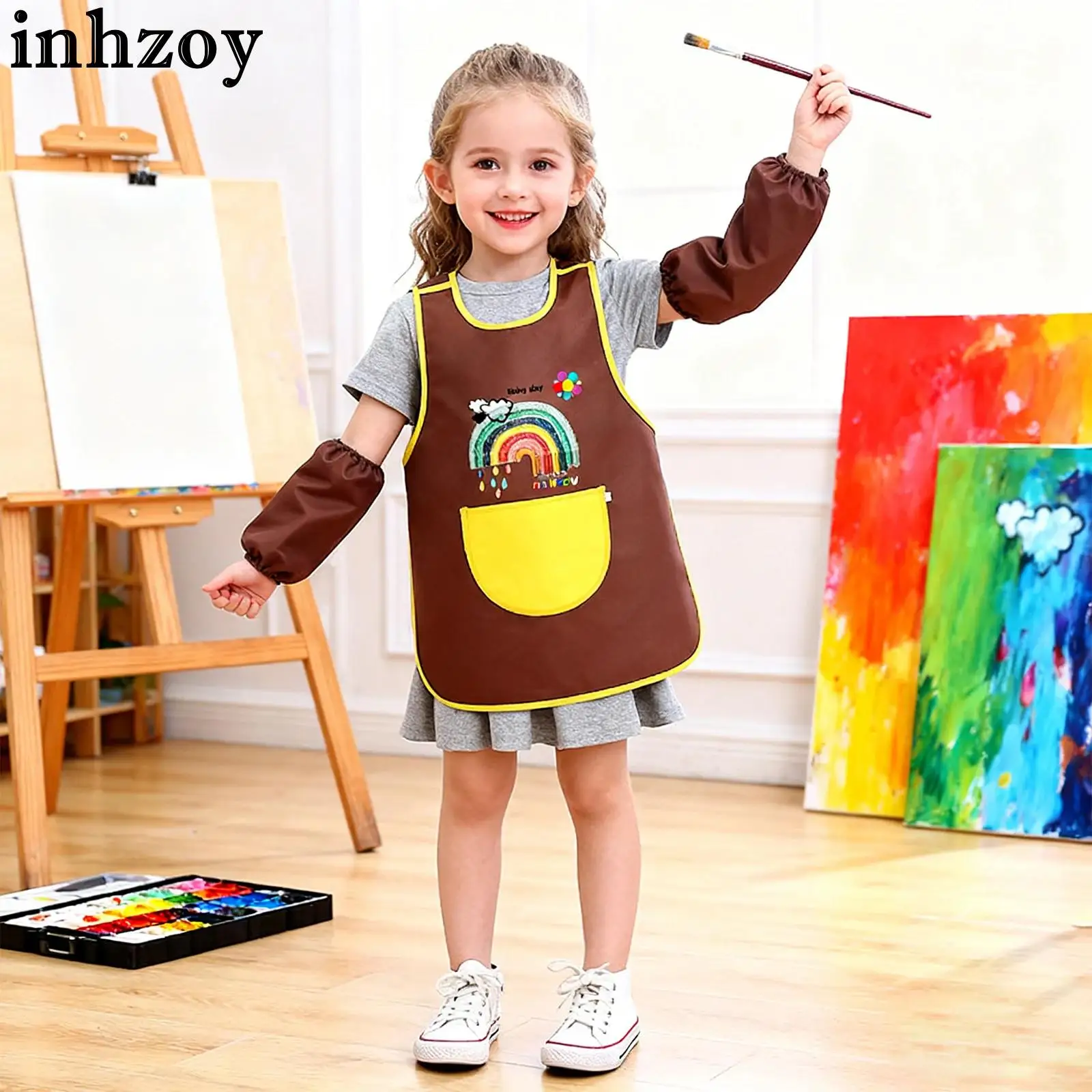 

Kids Mess-proof Waterproof Painting Apron Art Painter Cosplay Costume Drawing Baking Cooking Pullover Bibs with Sleeve Covers