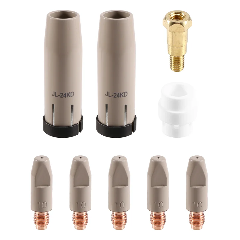 

ABMI-9Pcs 24KD Защитное сопло для покрытия 1,0 мм MIG горелка Газовое сопло Держатель наконечника сварочной горелки 24KD MIGMAG,