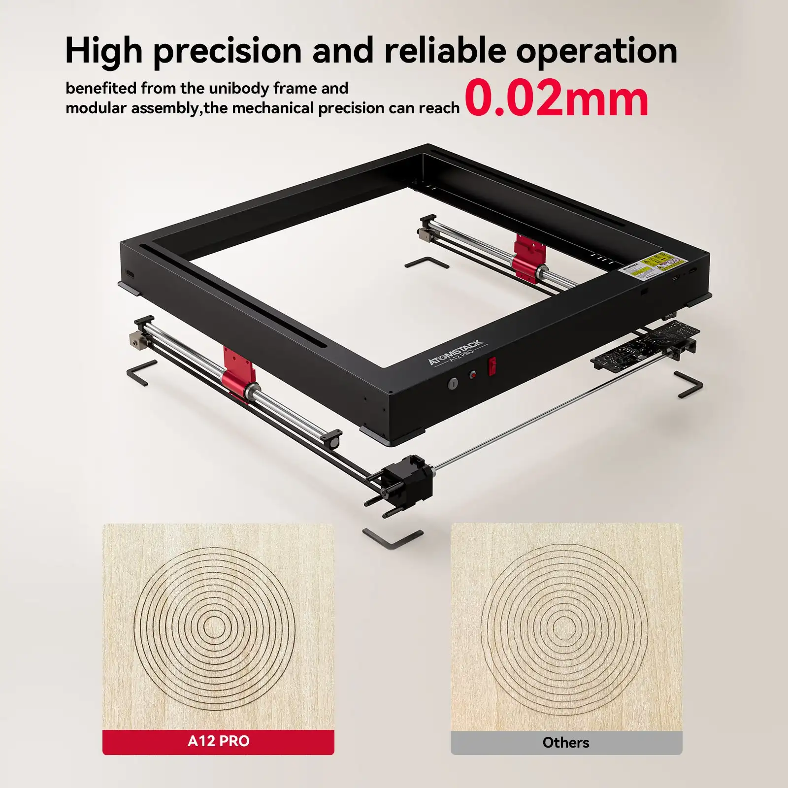 Atomstack-Machine à Graver Laser A12 X12 Pro, Graveur CNC 50W, 12W, Sortie 30,000 mm/min, 130W, Effet CODJ pour Bois et Métal