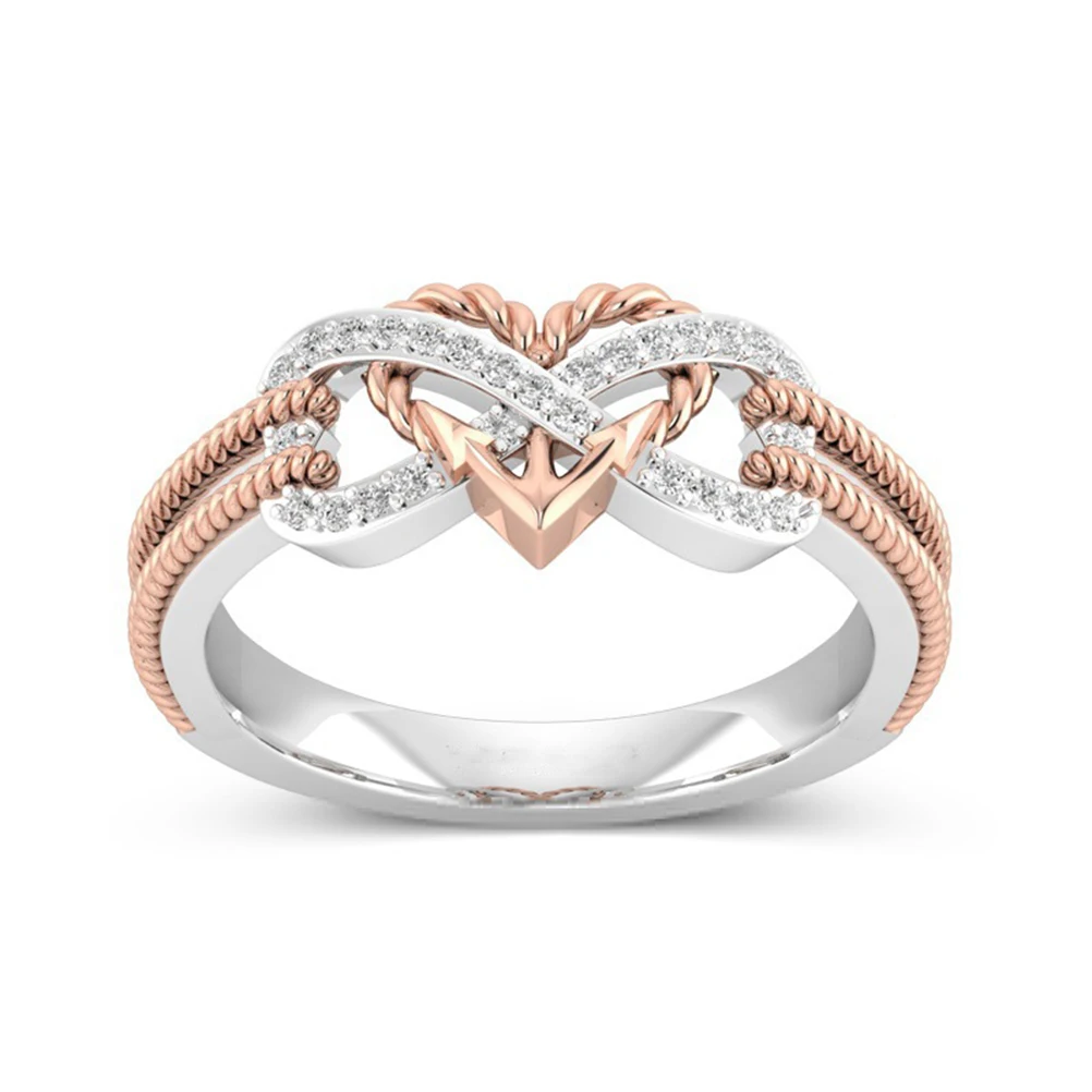 

Heart Jewelry Fashion Crystal Engagement Wedding for Women - Size 9 (Rose )