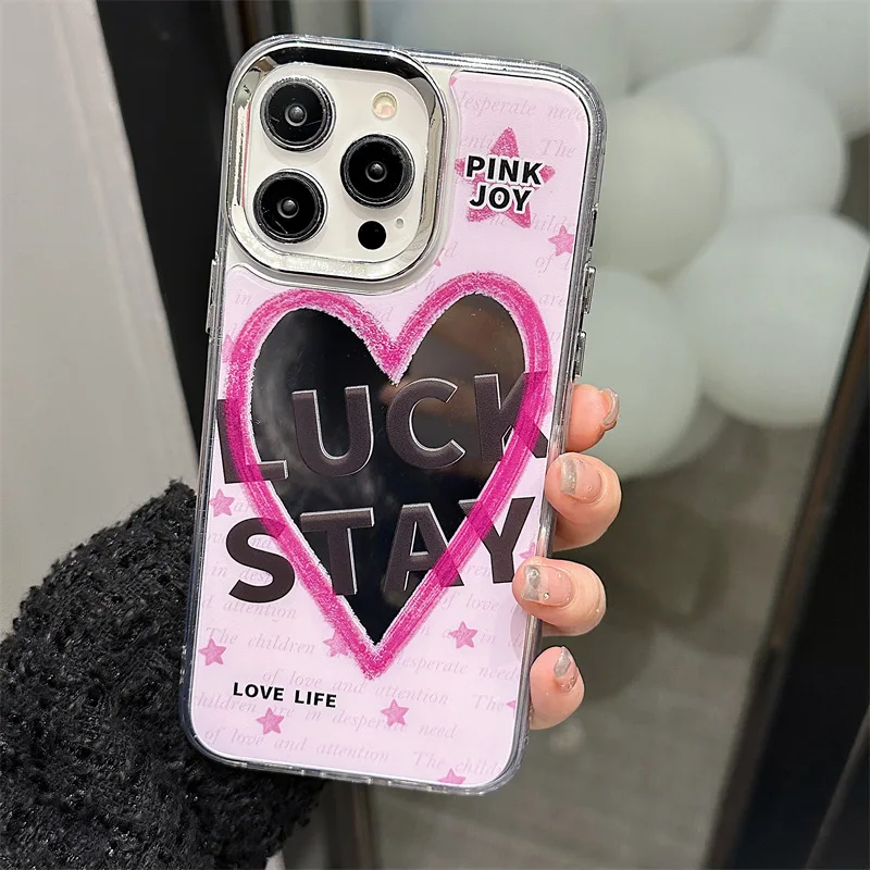 Fashion and cute bear hanging chain mobile phone case for iphone 14 13 12 11 Pro Max PLUS Makeup mirror love shell