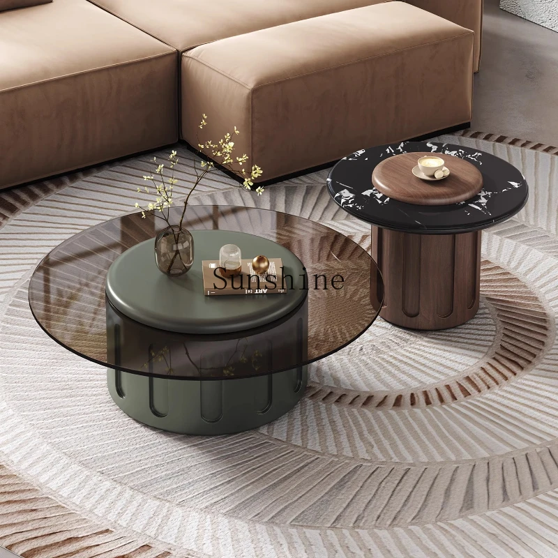 

Minimalist technology stone size round coffee table combination living room simple home
