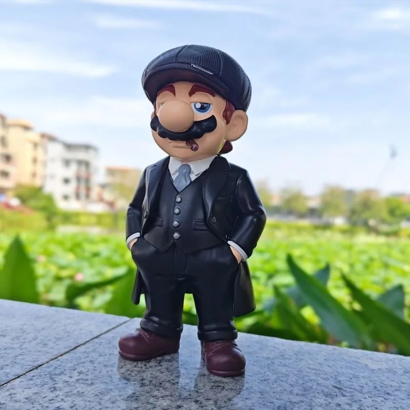 

16cm Super Mario Cos Tommy Shelby Figure Peaky Blinders Mario Shelby Action Figure Resin Statue Model Toy Desktop Ornament Gifts
