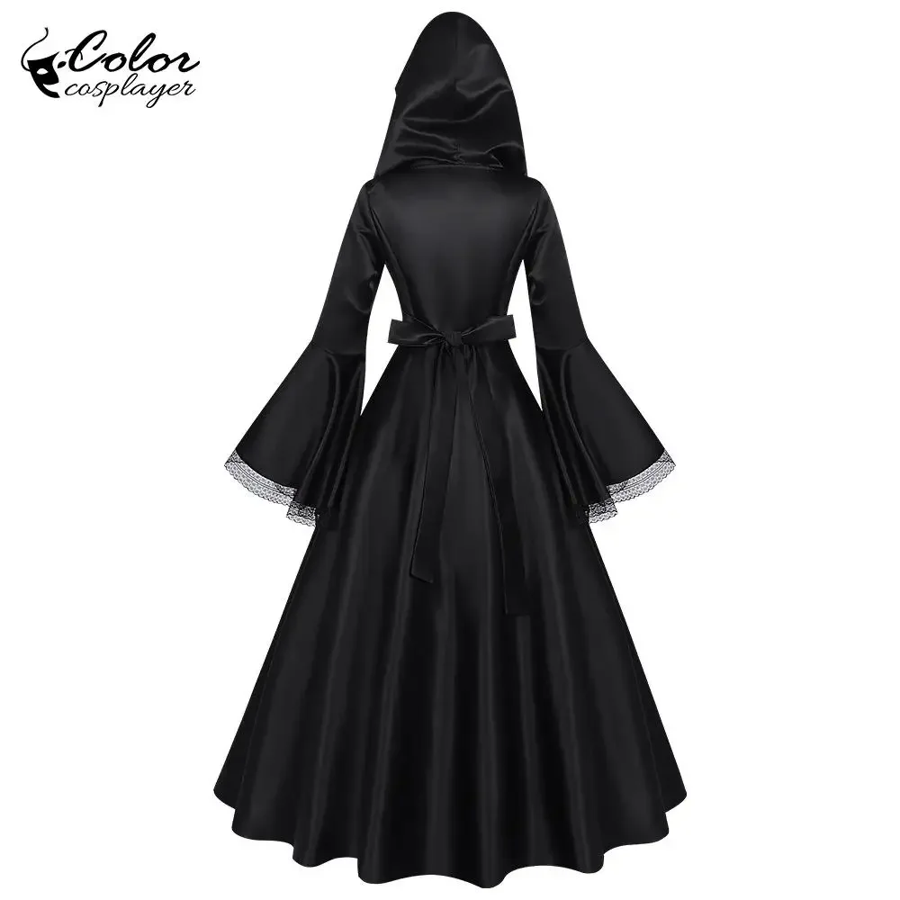 black witch dress Gothic Dark Witch Off Shoulder Strap Black Red Long Sleeve Dress –  Sugarplum Store main image 1