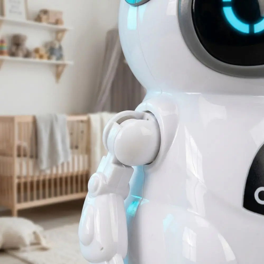 White Pocket Robot Voice Recognition Singing Dancing Interactive Robot Plastic Rolling Camera Talking Robot Desk Companion