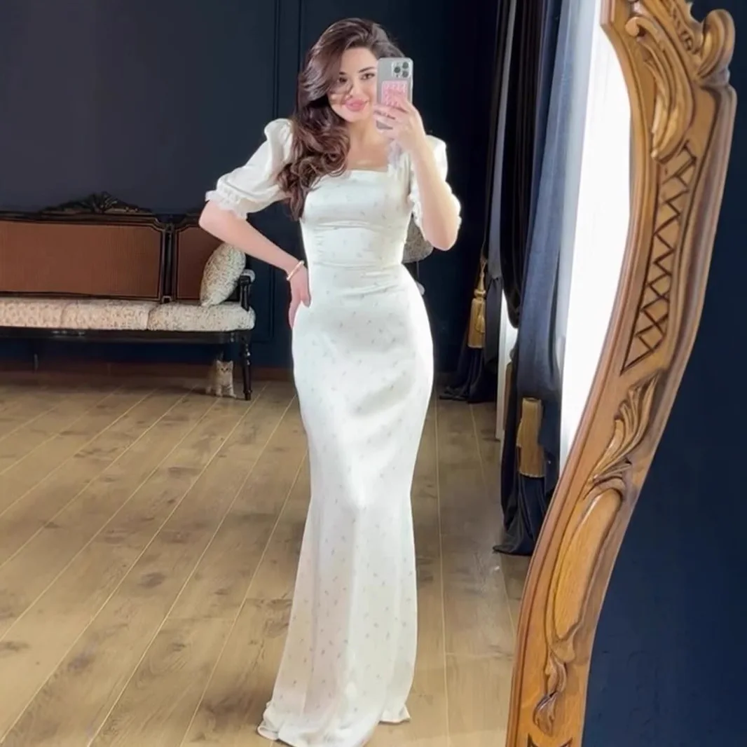 2026 primavera fino ajuste rendas cetim impresso suave estilo fada vestido de renda para mulher