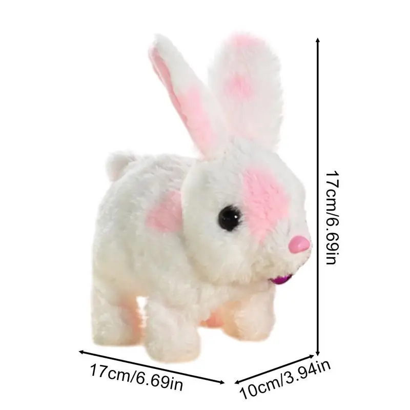 Conejito de juguete realista, conejo electrónico de peluche de 6 pulgadas, peluche de Pascua punteado con campana para caminar y sacudir las orejas, conejito relleno de Pascua