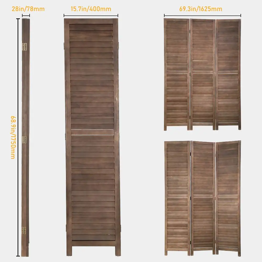 Room Dividers and Folding Privacy Screens, 3 Panel 69 Inch Tall Portable Room Seperating Divider, Handwork Solid, Customized