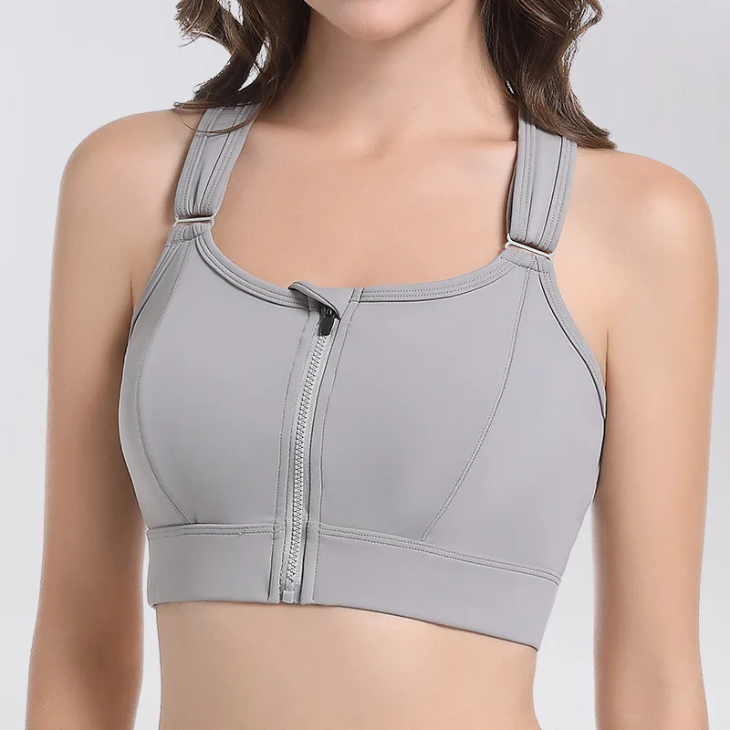 حمالة صدر رياضية للنساء، مقاومة للصدمات، عالية الكثافة، سحاب أمامي، أشرطة قابلة للتعديل، ظهر جميل، الجري، اللياقة البدنية، سترة اليوغا B #6