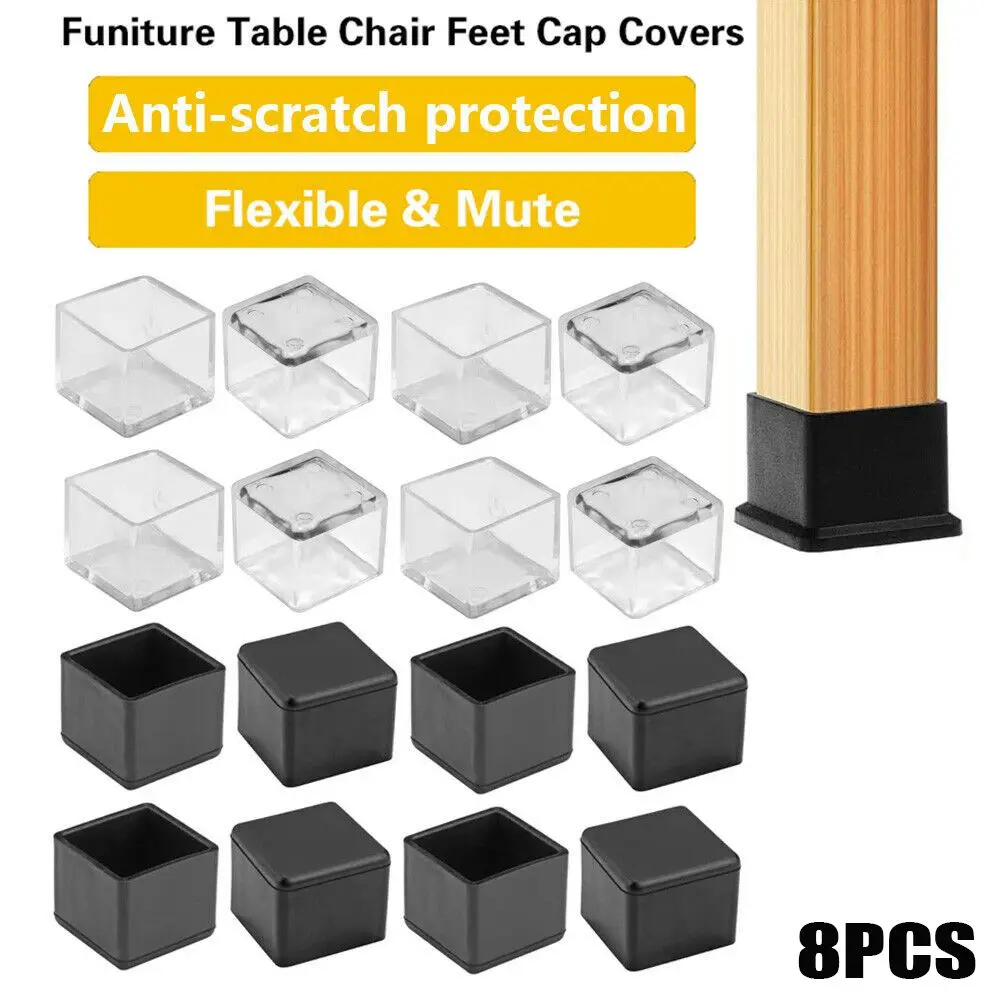 

8pcs New Floor Protectors Round Bottom Chair Leg Caps Silicone Pads Furniture Feet Non-Slip Covers