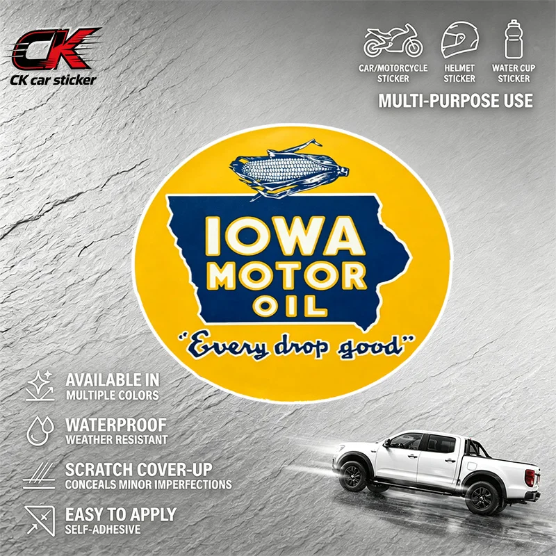 Vintage Iow-a Motor Oil Car Sticker Decal Waterproof customizable for Car Motorcycle Laptop Auto Body Decoration