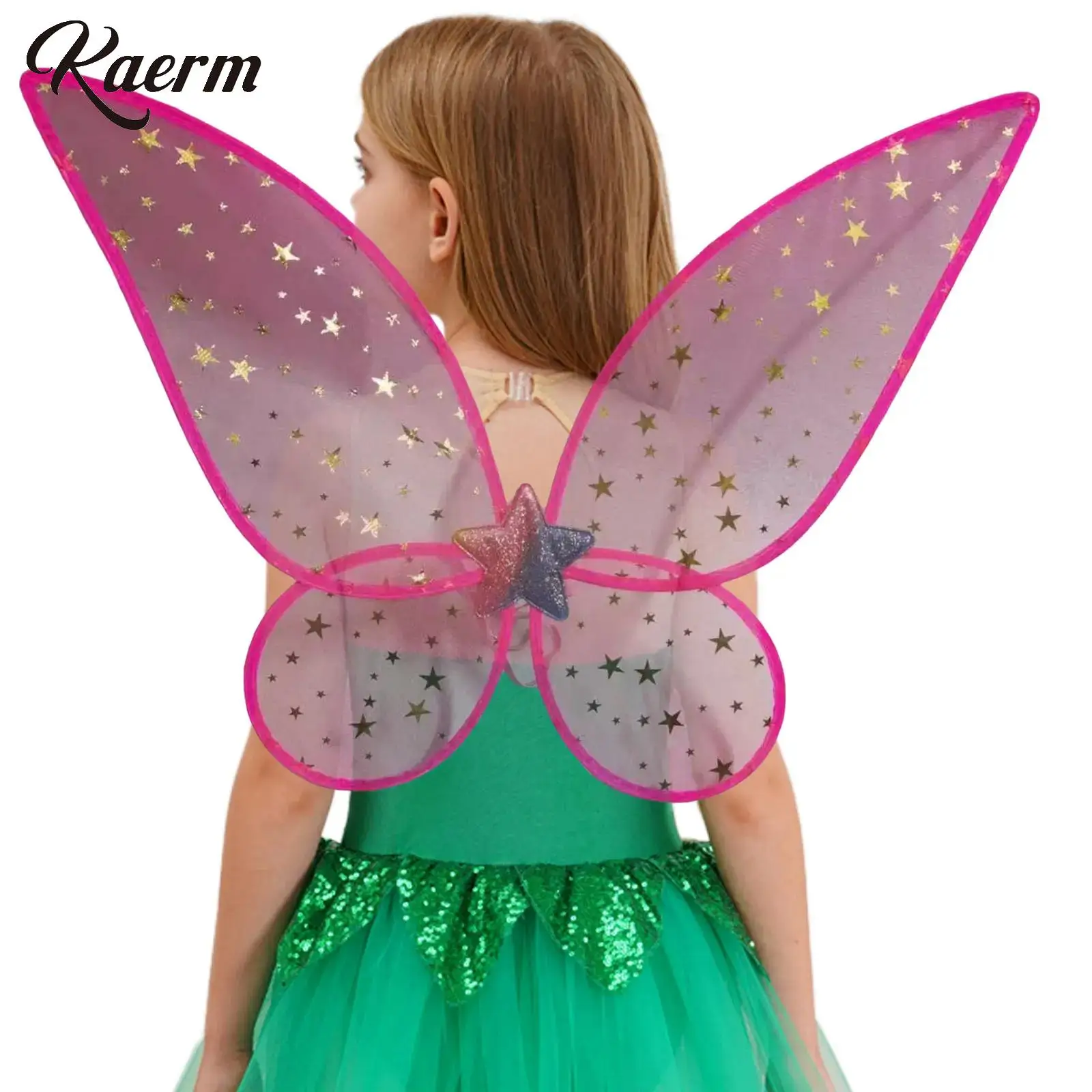 Ali di farfalla da fiaba Ali di angelo cosplay con cinghie elastiche Gioco di ruolo di Halloween Vesti accessori per costumi Bambini Donne