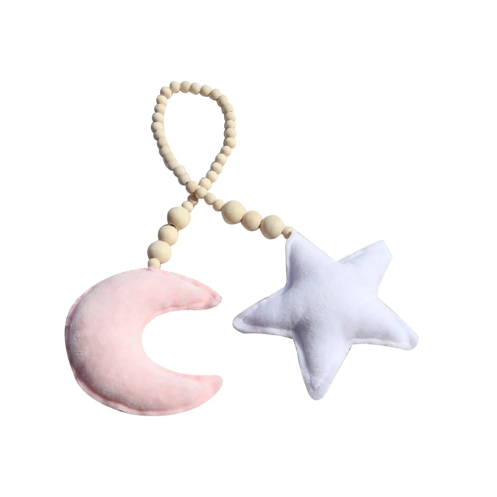 

Wooden Beads Hanging Ornament Kids Room Decor Crescent Moon Crib Nursery Festival Party Decoration Supplies