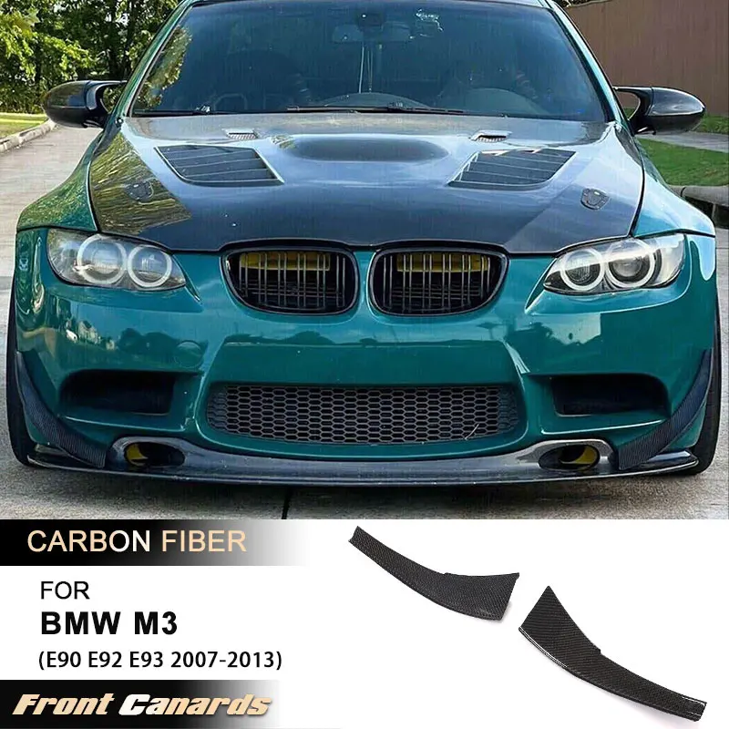Car Front Bumper Canards for BMW E90 E92 E93 M3 2007-2013 Racing Front Canards Splitters Fins Body Kits Full Carbon Fiber