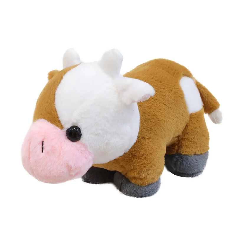 Kawaii Hairy Milk Cow Plush Toy Stuffed Animal Cattle Soft Doll Furry Fluffy Nap Pillow Cute Holiday Gift for Children Girls