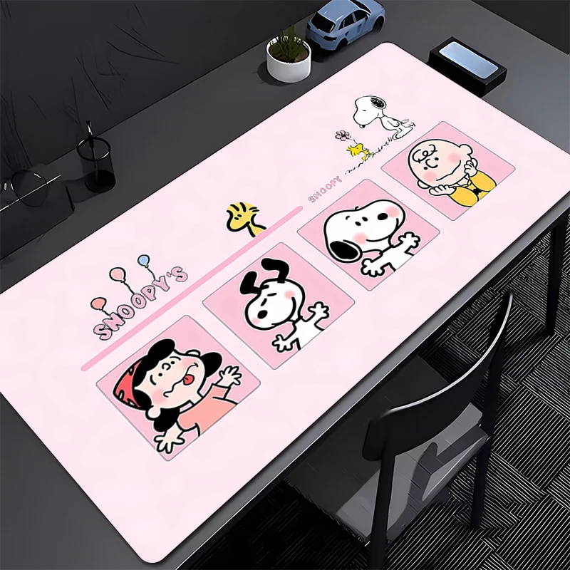 

Mouse Pad Cartoon Cute S-snoopys Desk Mat Kawaii Computer Accessories Mouse Mat Pink Anime Mousepad Gamer Rubber Keyboard Pads