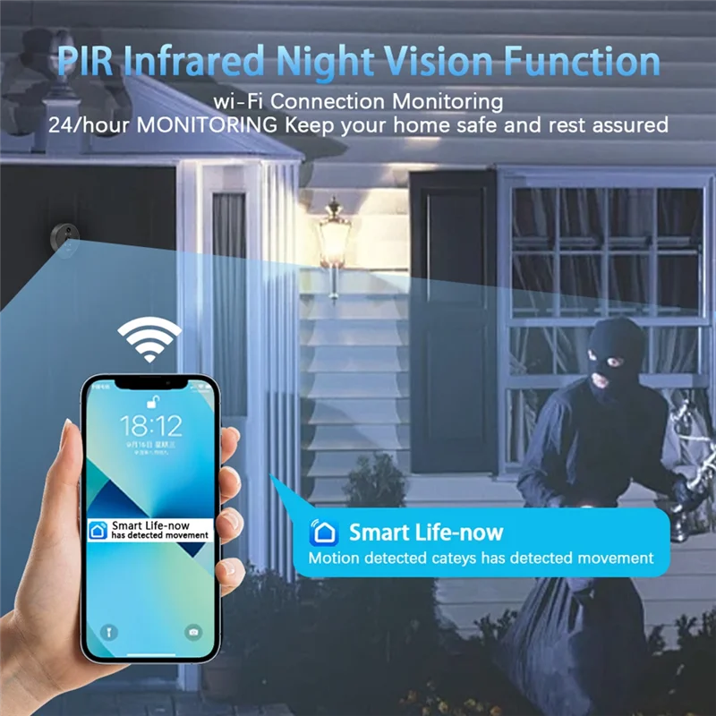 A72Z جرس الباب الرقمي للرؤية الليلية عين القطة - مراقبة Tuya Wifi الذكية لمنزلك