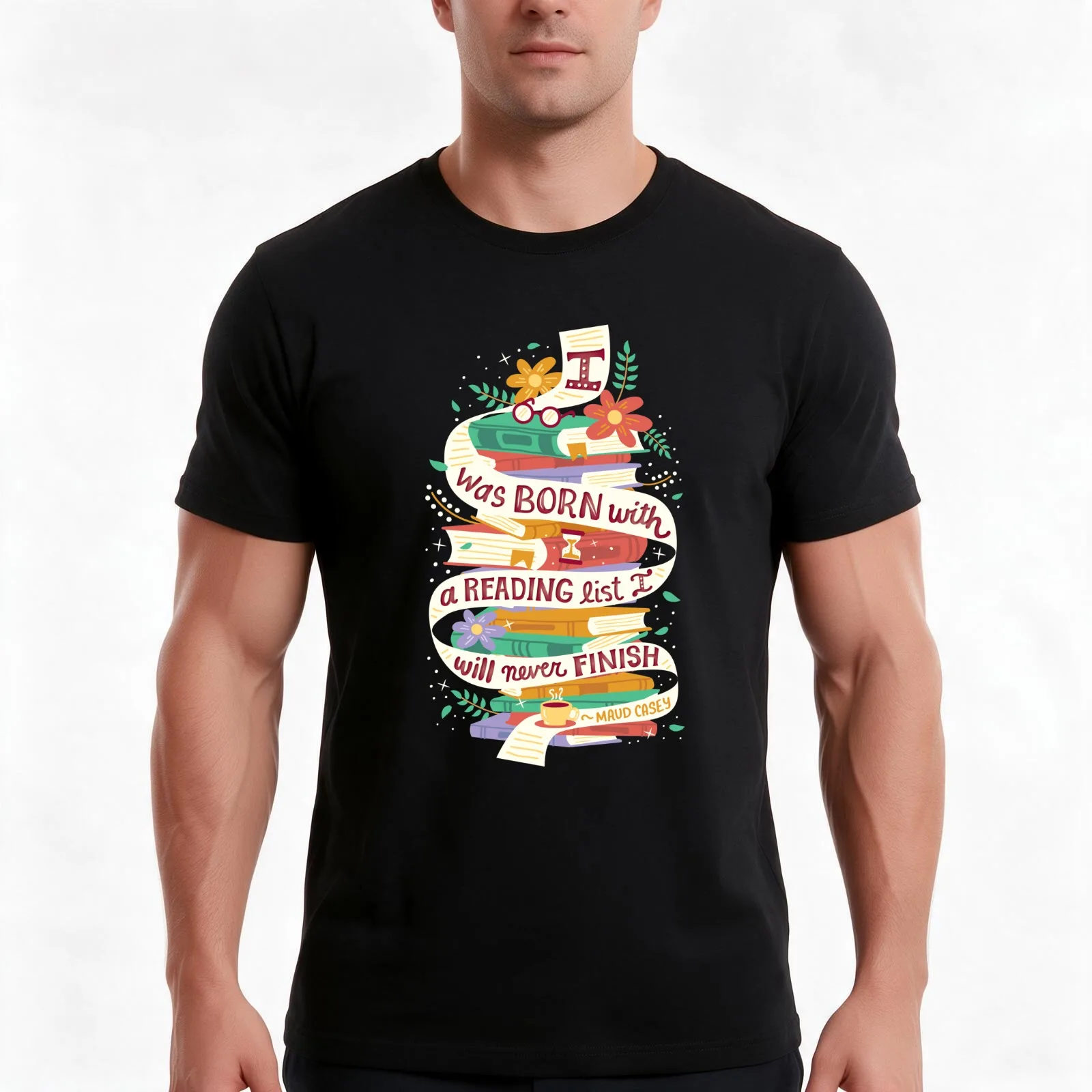 Reading list T-Shirt, Summer Casual Cotton Tee, Oversized Streetwear Tops, Vintage Graphic Print, Loose Fit Short Sleeve
