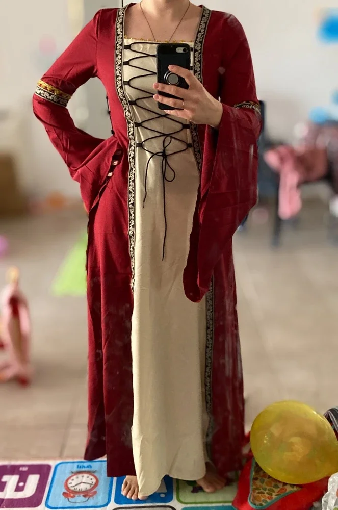 Vestido Medieval para mujer, Cosplay vikingo, disfraces de Halloween, túnicas largas Nobles de palacio, vestido de disfraz de princesa con manga de campana antigua