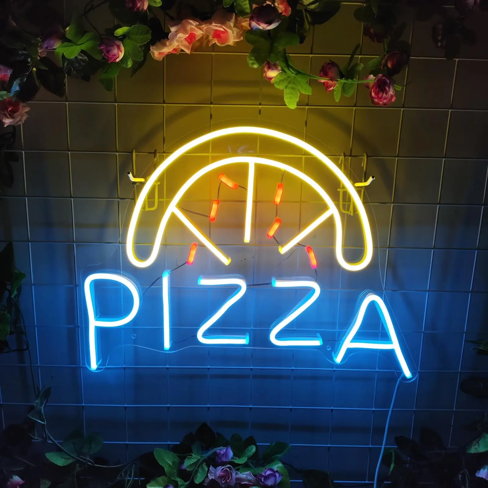 Pizza Neon Sign Wall Decor,LED Light for Restaurant, Coffee Shop, Bar, Pub, Business Store, Advertising Window Display, Home Par